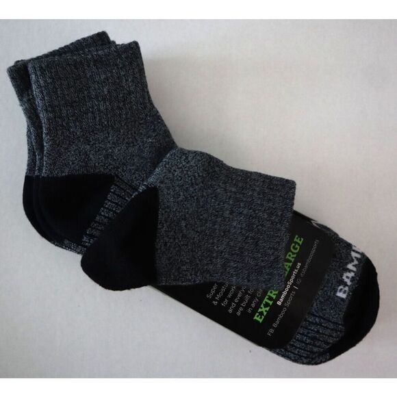 Bamboo Sports Men's Sz XL Gray Heather Premium Bamboo Quarter High Crew Socks - Picture 3 of 4